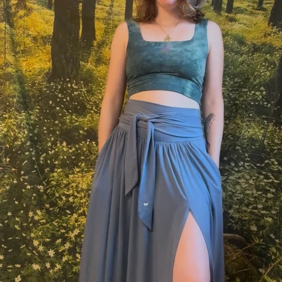 🦋 Purusha People Blue Tansy Butterfly Wrap Skirt – Size Small - Picture 4 of 16